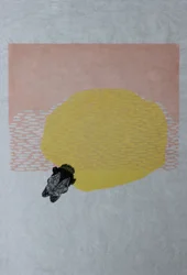バンブルビーと太陽、2013年（和紙に水彩と木版画）